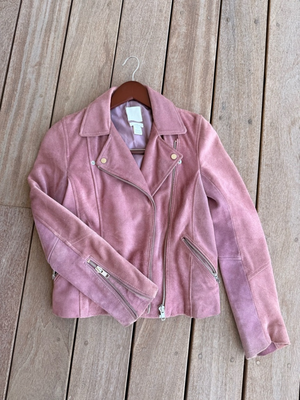 H&M Real Suede Pink/purple Moto Jacket
